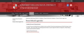 Power School Login Info - Somerset Hills School District