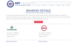 Banking Details - BMT College