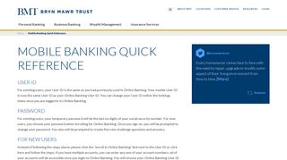 Mobile Banking Quick Reference - BMT - Bryn Mawr Trust