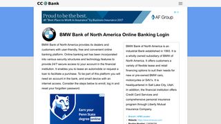 BMW Bank of North America Online Banking Login - CC Bank