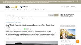 BMW South Africa to offer ConnectedDrive Store from September 2016.