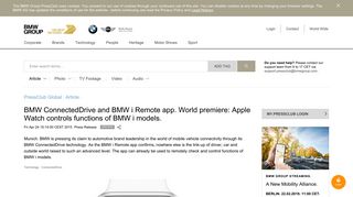 BMW ConnectedDrive and BMW i Remote app. World premiere: Apple ...