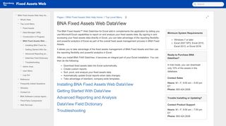 BNA Fixed Assets Web DataView - BNA Fixed Assets Web Help Home