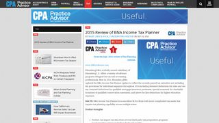 2015 Review of BNA Income Tax Planner | CPA Practice Advisor