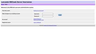 BNCweb registration - Main