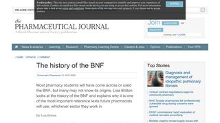 The history of the BNF | Comment | Pharmaceutical Journal