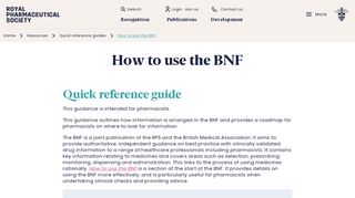 How to use the BNF - Royal Pharmaceutical Society