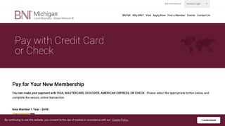Pay with Credit Card or Check - BNI Michigan