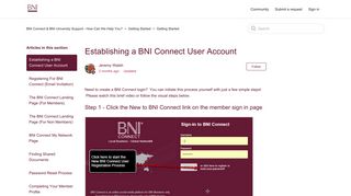 Establishing a BNI Connect User Account - BNI Connect Support