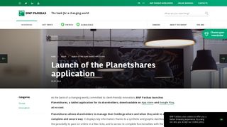 Launch of the Planetshares application - BNP Paribas