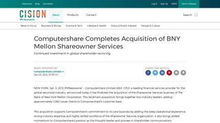 Computershare Completes Acquisition of BNY Mellon Shareowner ...