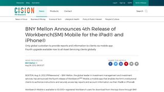 BNY Mellon Announces 4th Release of Workbench(SM) Mobile for the ...
