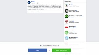 BNZ - Our internet and mobile banking is currently down.... | Facebook