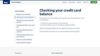 Checking your credit card balance - BNZ