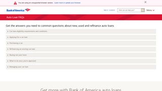 Auto Loan FAQs from Bank of America