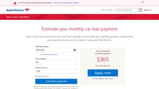 Auto Loan Calculator & Car Payment Tool at Bank of America
