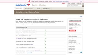 Bank of America Small Business Online Banking Features