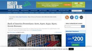 Bank of America Promotions: $100, $300 Bonuses - Hustler Money Blog