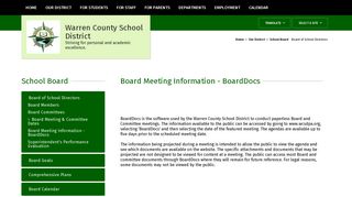 School Board / Board Meeting Information - BoardDocs