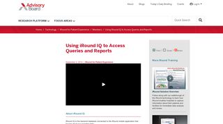 Using iRound IQ to Access Queries and Reports | The Advisory Board ...