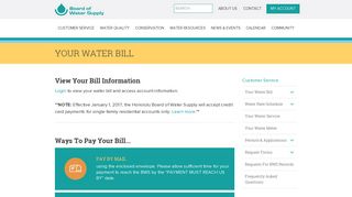 Your Water Bill - Board of Water Supply
