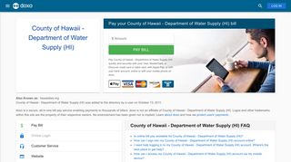 County of Hawaii - Department of Water Supply (HI): Login, Bill Pay ...