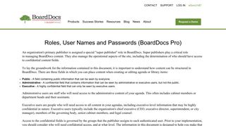 BoardDocs: Roles, User Names and Passwords (BoardDocs Pro)