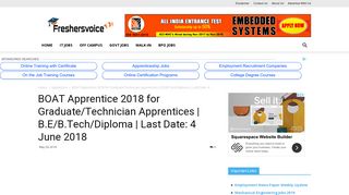BOAT Apprentice 2018 for Graduate/Technician Apprentice Apply Online
