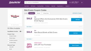 15% Off Bob Evans Coupon, Coupon Codes - RetailMeNot