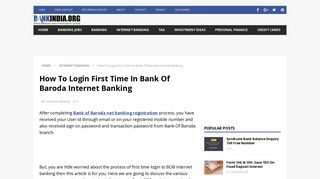 How To Login First Time In Bank Of Baroda Internet Banking