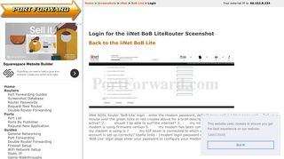 iiNet BoB Lite Login Router Screenshot - PortForward.com