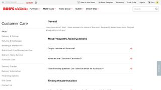Customer Care FAQ | Bob's Discount Furniture