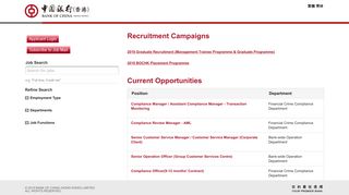Current Opportunities | Career | Bank of China (Hong Kong) Limited