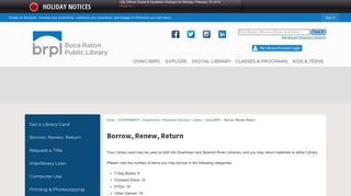Borrow, Renew, Return | Boca Raton, FL