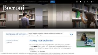Starting your application - Bocconi University Milan