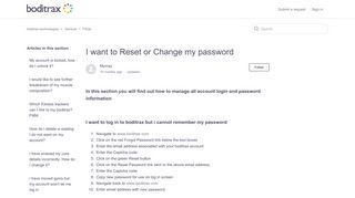 I want to Reset or Change my password – boditrax technologies