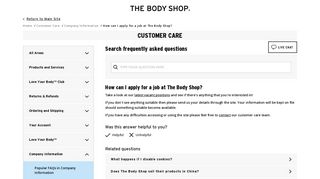 The Body Shop US - How can I apply for a job at The Body Shop?