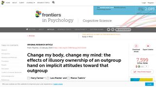 Frontiers | Change my body, change my mind: the effects of illusory ...