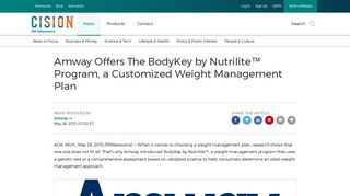 Amway Offers The BodyKey by Nutrilite™ Program, a Customized ...