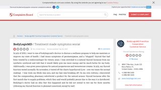 BodyLogicMD - Treatment made symptoms worse, Review 301468 ...