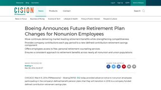 Boeing Announces Future Retirement Plan Changes for Nonunion ...