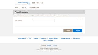 EDD Debit Card - Forgot Username - Bank of America
