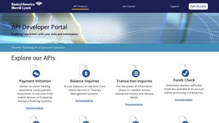 API Developer Portal - API Products - Bank of America