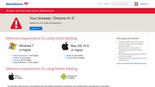 Browsers Recommended for the Bank of America Website