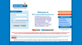 Bank of India Internet Banking Retail Signon - BOI