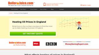Domestic Heating Oil Price Chart for England | BoilerJuice