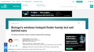 Boingo's wireless hotspot finder handy but wet behind ears