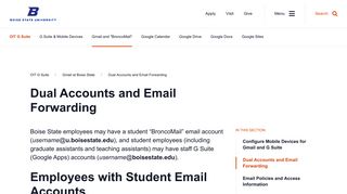 Dual Accounts and Email Forwarding at Boise State University