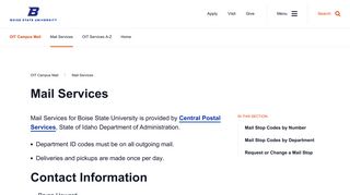 Mail Services at Boise State University