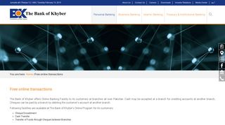 Free online transactions | The Bank of Khyber